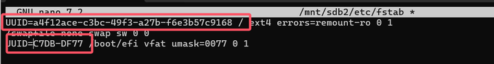 UEFI fstab编辑